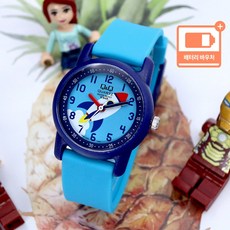 큐앤큐 아동용 어린이 100미터 방수 키즈 학습용 아날로그 시계 + 배터리 바우처