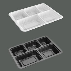 JH 23185 (70호5칸) 백반 반찬 수육 트레이 사각포장배달밀키트용기 600개, 1개