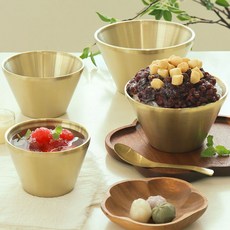 (금빛-티타늄 빙수 그릇) 팥빙수 화채 카페 그릇 용기 아이스크림 컵 식기 세트 스텐 디저트 접시 볼, 1개, 지르코늄 골드