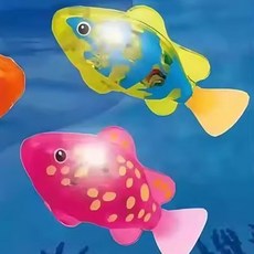 電動魚 發光電子寵物魚 感應 小醜魚 戲水玩具 洗澡玩具 玩水機器魚 游泳 兒童玩具, 黃色+粉色兩條小魚[入水感應啓動]附電池, 1個