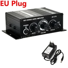 AK-270 HIFI 채널 2.0 홈 시어터 사운드 시스템용 스테레오 오디오 앰프 베이스 트레블, 03 AK270 with EU Plug