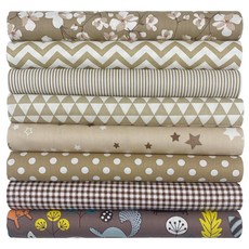 AUFODARA Aufodata 8피스 50cm x 50cm(19.6인치 19.6인치) 면 원단 사각형 퀼팅 패치워크 꽃무늬 패턴 프리컷 DIY 바느질 공예 공예용 (그린) 2, 브라운