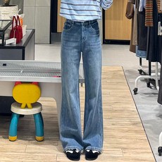봄철 여성용 다용도 하이웨이스트 스트레이트 부츠컷 청바지