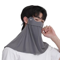 防曬面罩 護頸一體口罩, 深灰色 專業防曬 全面防護, 1個