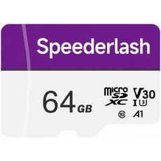 마이크로 SDXC 메모리 카드 64GB 팩 어댑터 포함 Speederlash 카메라 플러스 TF 90MBs 읽기 속도 4K UHD 및 5K 비디오 지원 U3 V30 A 등급, 64GB-1pk