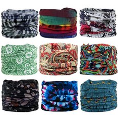 9피스 페이스 마스크 반다나 헤드밴드 헤드 랩 스카프 넥 워머 헤드웨어 방한모 먼지 태양 바람용 공작의 아름다움 162523, Beauty of Peacock