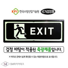 SM화이어테크 [특별할인전] 축광(야광) 비상구 피난구 유도표지판 축광표지 액자형 고휘도, 1개