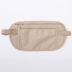 도난 방지 히든 벨트 백 여행용 대용량 스포츠 허리 가방 패스포트 수납 가능, Khaki, 1개