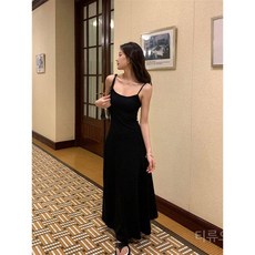 티류으스 여성 여름 휴가 원피스 스트랩 롱 A라인 플레어 스커트 핏 슬림 데이트룩 하객룩 WY