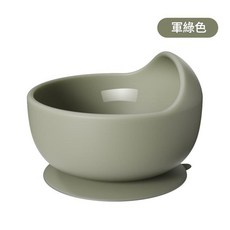 嬰兒矽膠蝸牛碗餐具套裝, 蝸牛碗軍綠色, 1個