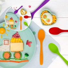 쌍문상회 주니어용 쥬니어 수저 스푼 실리콘스푼 어린이 실리콘 안전한숟가락 실리콘수저 숟가락 청소년 40872EA, 레드