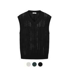 앤드지 세미오버핏 크로셰 세로 조직 니트 베스트_BZD1EL1203 363775