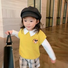 女童簡約百搭卡通背心 無袖上衣
