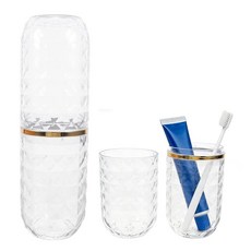 Didiseaon 여행용 칫솔 케이스: 치약 보관 및 구강 세정제 컵이 있는 투명 칫솔 홀더 — 캠핑 학교 출장 욕실 사용을 위한 휴대용 대용량 용기