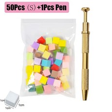 50/100Pc 네일 아트 스펀지 그라디언트 스탬퍼 도구 젤 폴란드어 컬러 그라디언트 브러시 글리터 파우더 도트 펜 매니큐어 액세서리, [02] 50Pcs Gold set