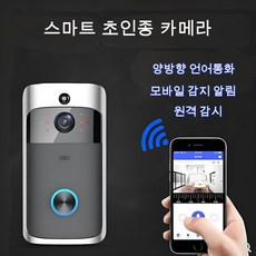 Mochae 스마트 초인종 카메라 비디오폰 무선도어벨 고화질 방수 인터폰 프리미엄 스마트차임벨 현관 인터폰, 블랙