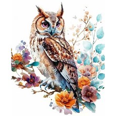 Naykow Aurora Borealis 성인용 다이아몬드 페인팅 키트 풀 드릴 5D 다이아몬드 아트 키트 DIY 다이아몬드 페인팅 번호 30.5 x 40.6cm(12 x 16, 꽃 올빼미