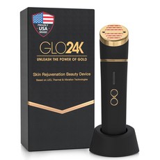 GLO24K 얼굴용 뷰티 디바이스. Triple Action L E D Thermal Vibration 기술 기반.