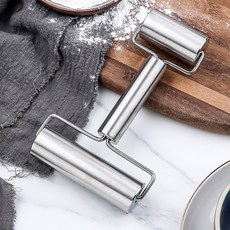 릴스베이 양방향 스텐 롤링핀 유아 요리 빵 베이킹 만두피 도우 반죽 더블 롤러 밀대, 1개