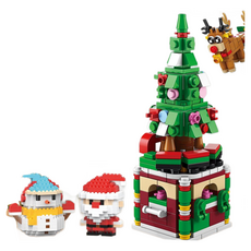 聖誕迷你積木，創意拼砌玩具，節慶裝飾擺件，益智趣味禮品，迷你積木系列, 基本款-聖誕樹, 1個