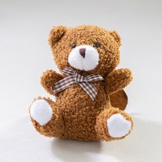 복실복실토이베어커튼집게 실내 인테리어 인형 소품 장식 꾸미기 고정 홀더, 3개, 브라운