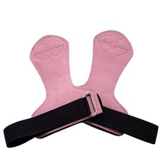 牛皮拉力帶 助力帶 三合一拉力帶 拉力帶 握力帶 引體向上 健身牛皮護掌運動握力帶女器械單槓防滑手腕, 粉色S碼（黑色織帶）, 1個