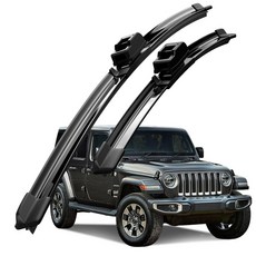 호환 지프 랭글러(JK)/올 뉴 랭글러(JL) 2007-2025 와이퍼 초발수 저소음 자국 없음 전면 와이퍼 블레이드 2종 세트, 검은색, 랭글러(JK)/올뉴 랭글러(JL)2007-2025