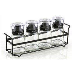 시노글라스 다용도 양념병 160ml 5P 세트 거치대포함, 1세트, 블랙 5P