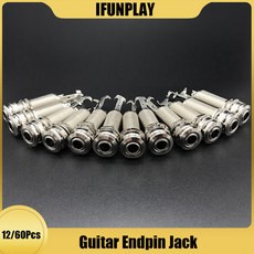 고 실린더 기타 픽업 엔드 핀 출력 잭 12 개 6.35mm 소켓 니켈 스트랩 잠금 EQ 크롬, 02 Silver 12Pcs
