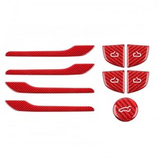 Frani 외부 도어 핸들 커버/내부 도어 스위치 커버/트렁크 버튼 커버 3피스 핑크 테슬라 모델 3 하이랜드 2024-2026/모델 Y 주니퍼 2025-2026용, Frani 외부 도어 핸들 커버/내부 도어 스위치 커버, 레드