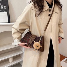 탑씨유 가죽공예 DIY 키트 가죽가방 만들기 패키지 체크 가방 만들기 diy 키트 미니 숄더 크로스백, 레드체크, 1세트