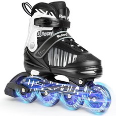 Rotayi 아동용 조절 가능한 인라인 스케이트 라이트 업 휠 롤러 스케이트 블레이드 만 5-8 8-12세 남아 여아용 야외 초보자 청소년 성인 여성 및 남성용 화이트1, 화이트