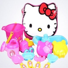 헬로키티 가방 모래놀이 장난감 세트 삽 물조리개 놀이터 트럭 귀여운, 핑크, 60g, 1개