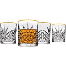 고딩거 더블 올드 패션 안경 컵 골드 밴딩 - 더블린 4종 세트, 11 Ounces, Gold