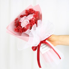 프리저브드 프릴 장미 비누꽃다발, 1개, 레드