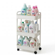 SINEET 다용도이동식 틈새선반 3단 트롤리 KIC779, 화이트