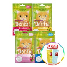 캣템 스피루리나 고양이 덴탈간식 혼합 4종 치석제거 구취제거 + 증정 고양이스틱, 60g, 4개, 혼합 4개(비프1쉬림프1오션피쉬1치킨1)