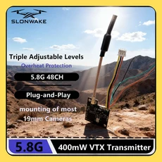 SLONWAKE 5.8G 48CH 400mW VTX 고출력 모드 전환 가능 비디오 송신기 장거리 RC 드론용 5 24V, 01 400mw VTX, 01   Mainland