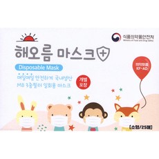 국산 식약처허가 KF-AD 해오름마스크 소형 25매 화이트 개별포장, 25개입, 1개
