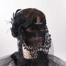 有貨萬圣節金色面紗全臉美女唱將蒙面歌王唱歌假面罩舞會面具成人神秘 DIY手工好物鋪, 黑色, 1個