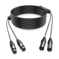 XMSJSIY 마이크 케이블 공연 오디오 앰프 2채널 XLR 스네이크 3핀 수컷 암컷 분배기 녹음 패치 코드 라이브 무대 녹음실용 2미터 6 5피트, 2채널 XLR 케이블