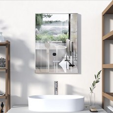 뷰티피크 사각 벽거울 화장대거울 욕실거울 강화안전유리, 실버