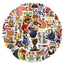瘋狂動物城 Zootopia 卡通塗鴉貼紙, 1個, 60張動畫瘋狂動物城貼紙