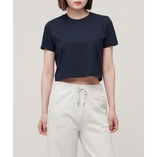 매장정품 무신사스탠다드우먼 MUSINSA STANDARD WOMAN [쿨탠다드] 우먼즈 크루 넥 크롭 반팔 티셔츠 [네이비] MW5Z10-NA 541672