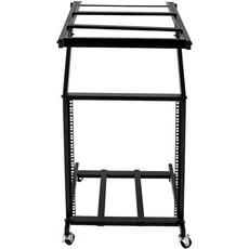 12U DJ 믹서 스탠드 조절 가능한 2단 범용 랙 바퀴 포함 스튜디오 무대 클럽 라이브 사운드 장비용 내구성 강한 철제 검은색 앰프 노래방 장비 음악 기기 적합