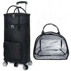 보들램 대용량 보냉 장바구니 캐리어 바퀴달린 시장바구니 무소음 카트, 1개, 확장형 검정