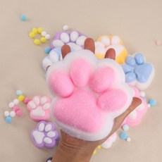 亮燈貓爪捏捏樂 解壓玩具 超軟泥感食玩 減壓玩具, 12*12超大植絨白粉貓爪【pvc袋7, 1個