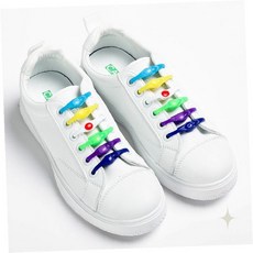 실리콘 운동화끈 매듭없는 신발끈 고무줄 슈링 슈즈타이 12p 아동용 편리한 착용