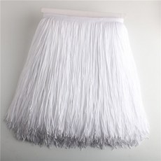1 메터/몫 30cm 긴 프린지 레이스 술 폴리 에스테르 트림 리본 라틴 댄스 스커트 커튼 바느질, 10 metros, White
