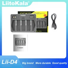 리토칼라 Lii-D4 4슬롯 D 26650 18650 21700 16340 AA C 3.7V 1.2V 9V 리튬 니켈수소 스마트 배터리 충전기, 03 Lii-D4-USB